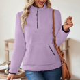 thumbnail image 2 of Gvdentm Womens Jackets Casual Women Sherpa Fleece Pullover Quarter Zip Long Sleeve Fluffy Soft Sweaters Jacket Plus Size Winter Coats with Pockets Purple,XL, 2 of 7