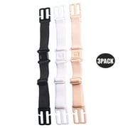 3 Pcs Bra Stap Clips Non-Slip Bra Straps Holder Adjustable & Concealing Bra Clips for Women (Black & Skin-Color & White)