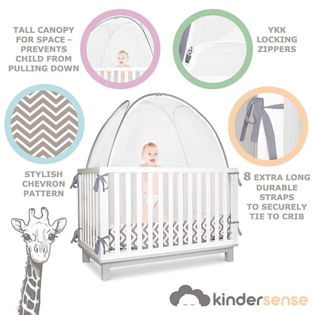 KinderSense Baby Crib Safety Tent - Pop-up See-Through Crib Net with Mosquito Net