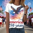 thumbnail image 2 of UngA 250 Anniversary USA Shirt Women American Falg Print Short Sleeve 250th Birthday Tops 1776-2026 4th July Freedom Womens Shirt (Sky Blue,XL), 2 of 8