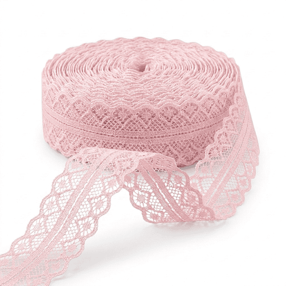 AK-Trading Floral Lace Ribbon 1 Inch x 10 Yards for Crafts and Decoration- Salmon