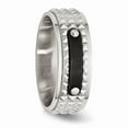 thumbnail image 5 of Stainless Steel Brushed and Polished Black IP-plated Faceted Ring Size: 10; for Adults and Teens; for Women and Men, 5 of 7