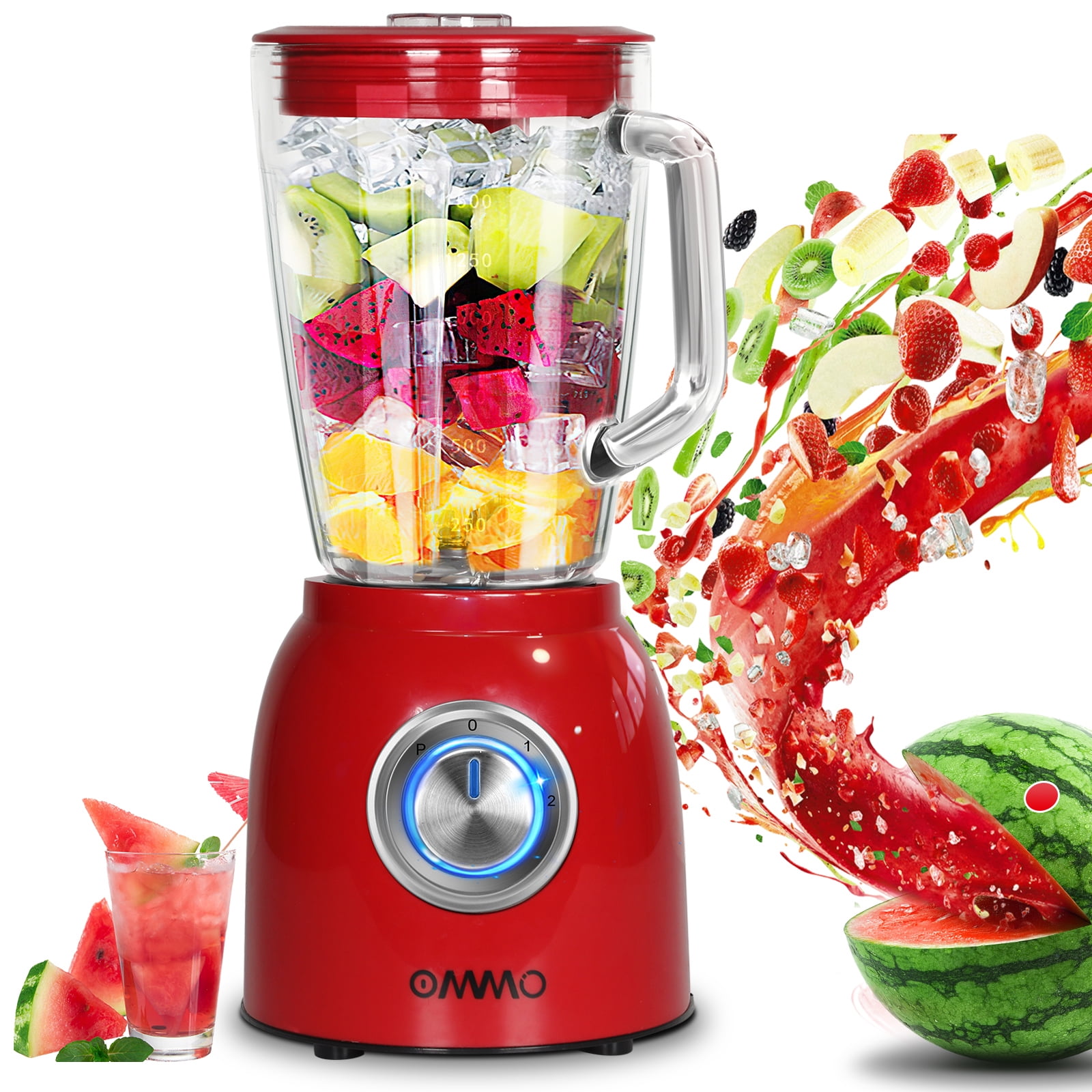 OMMO Countertop Blender, 53oz/1.5L Glass Jar 2 Speeds Professional Blender for Smoothies Frozen Drinks Ice Crush, pic picture