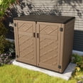 thumbnail image 3 of OFFIGAM 48CuFt Horizontal Resin Storage Shed Brown Weatherproof Garden Tool Shed 53.2x34.3x47.1in, 3 of 8