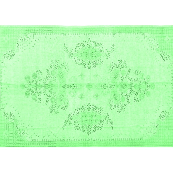 Ahgly Company Indoor Rectangle Persian Emerald Green Traditional Area Rugs, 2' x 5'
