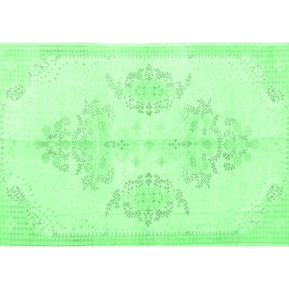 Ahgly Company Indoor Rectangle Persian Emerald Green Traditional Area Rugs, 5' x 7'