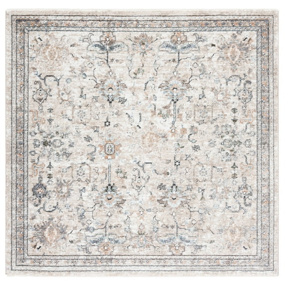 SAFAVIEH Jasmine Randa Floral Area Rug, Grey/Blue, 5'3" x 5'3" Square