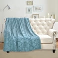 thumbnail image 3 of Home Soft Things Ashley Brushed Faux Fur Throw Blanket with Sherpa Back Soft Cozy Fluffy Fluzzy Lightweight Throw - Silver Blue - 60" x 80" Jumbo, 3 of 7