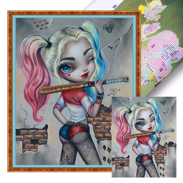 Hilo Algodón Bordado Punto Cruz Impreso 11CT para Niña Payaso 40x50cm