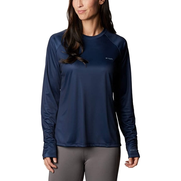 Columbia Womens Tidal PFG Printed Triangle Long Sleeve Shirt Collegiate Navy, Kona Print XX-Large