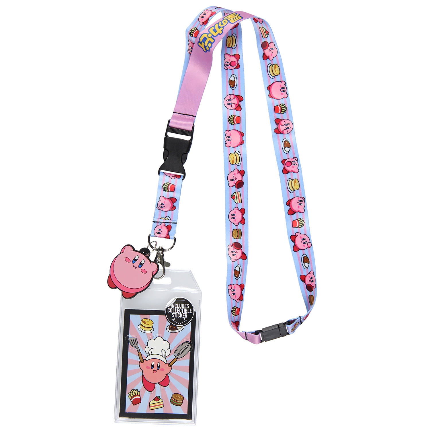 Sanrio Kuromi ID Badge Holder Lanyard w/ Rubber Pendant + Sticker