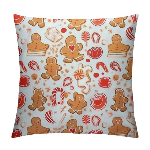 ARISTURING  Throw Pillow Covers Set of  Christmas Gingerbread Man White Soft Couch Pillow Covers for Sofa Bedroom Living Room  Decorative Cushion Case Home Decor