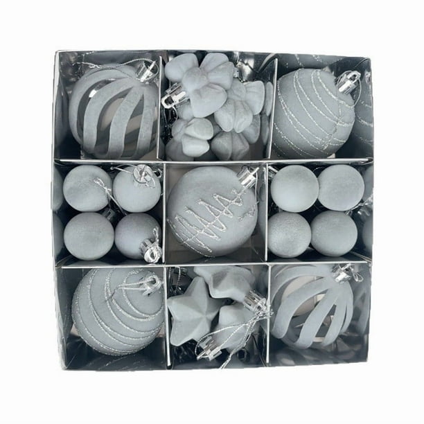 27 Pcs Velvet Christmas Balls Flocked Christmas Tree Ornaments Plastic Balls Xmas Decorative Hanging Ornaments Christmas Tree Decoration