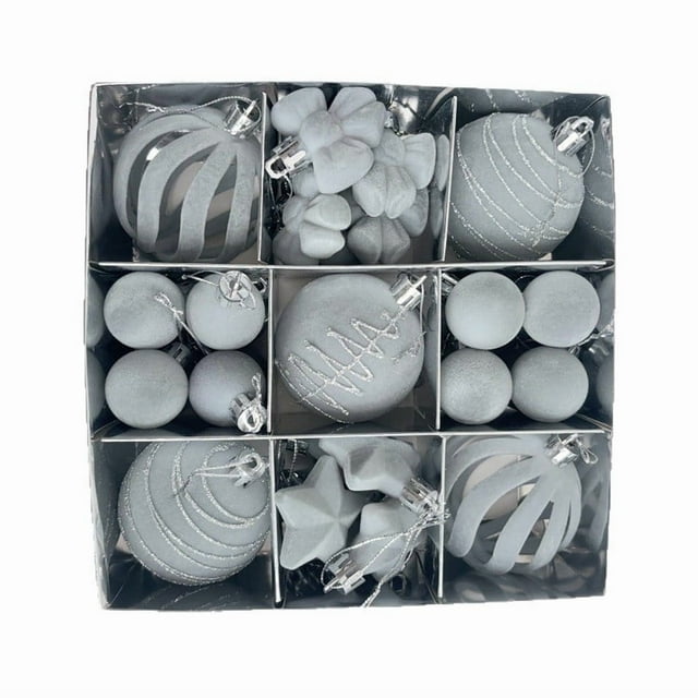 27 Pcs Velvet Christmas Balls Flocked Christmas Tree Ornaments Plastic Balls Xmas Decorative Hanging Ornaments Christmas Tree Decoration