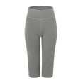 thumbnail image 5 of felwors Womens Yoga Capri Pants High Waist Capri Leggings with Pockets Wide Leg Crop Exercise Workout Summer Pants Grey, XXL, 5 of 7