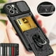 thumbnail image 2 of Funda para iPhone 14, 13, 12, 11 Pro Max, XR, XS, 8, 7, 6 Plus, SE 2022, con ranura para tarjeta de cámara, anillo de grado militar, cubierta trasera magnética 360, 2 of 4