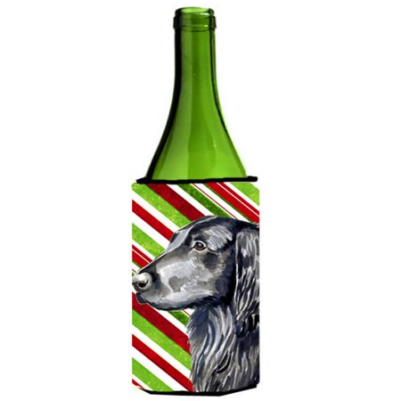 

Flat Coated Retriever Candy Cane Holiday Christmas Wine bottle sleeve Hugger - 24 oz.