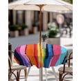 thumbnail image 4 of Colorful Striped Round Outdoor Tablecloth, Waterproof Table Cloth Cover with Umbrella Hole and Zipper, Modern Rainbow Abstract Graffiti Art Table Protector for Patio Party Picnic 54" Round, 4 of 6
