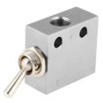 thumbnail image 1 of HL2301 3 Position 2 Port Pneumatic Valve Silver Metal 3.5x3.2cm, 1 of 5