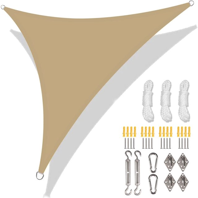 Vela triangular de 5/3,6/3/2M, toldo impermeable para sombrilla, toldo de bloque UV 98% con cuerda gratis para jardín, Patio, pérgola, Gazebo