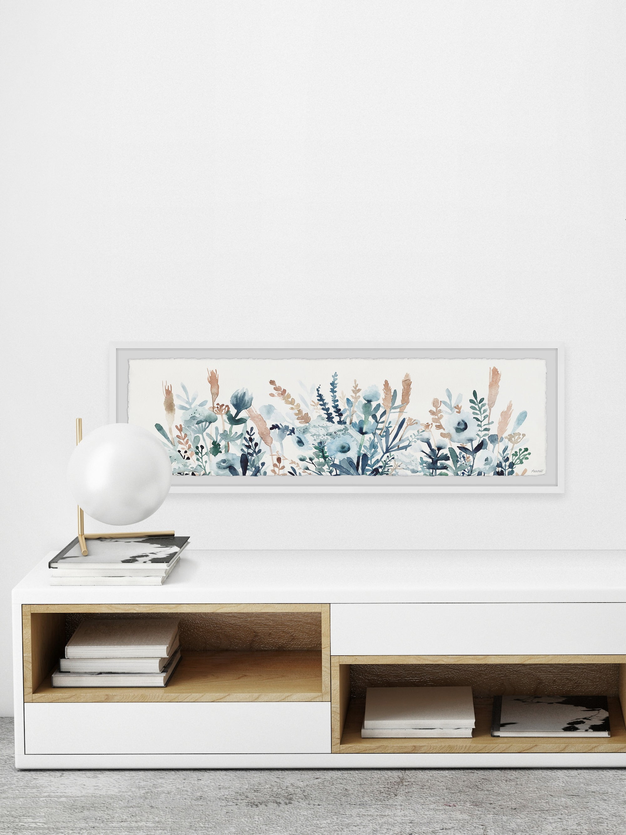 Marmont Hill Flowers and Leaves Framed Wall Art, 10" x 30"