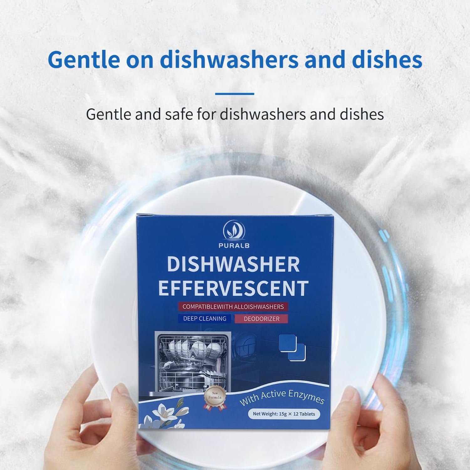 Dishwasher Cleaner Tablets - 24 Tabs (2x12 Pack), 1-Year Supply Heavy Duty Deodorizer Tabs for Deep Cleaning, Descaler Pods Remove Limescale & Grease, Septic Safe for All Dishwasher Brands -