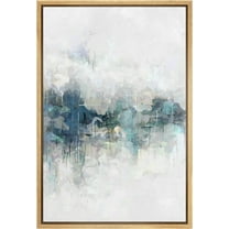 IDEA4WALL Framed Canvas Print Teal Gray Watercolor Grunge Landscape Abstract Shapes Wall Art Modern Art Decor Illustrations Bohemian Relax/Calm for Living Room, Bedroom - Natural 16"x24"