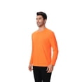 thumbnail image 3 of Zfeel Men Long Sleeve Poly T-Shirt, Pure Dry Fit High Performance Crewneck Tee, Neon Orange, 4XL, 3 of 6