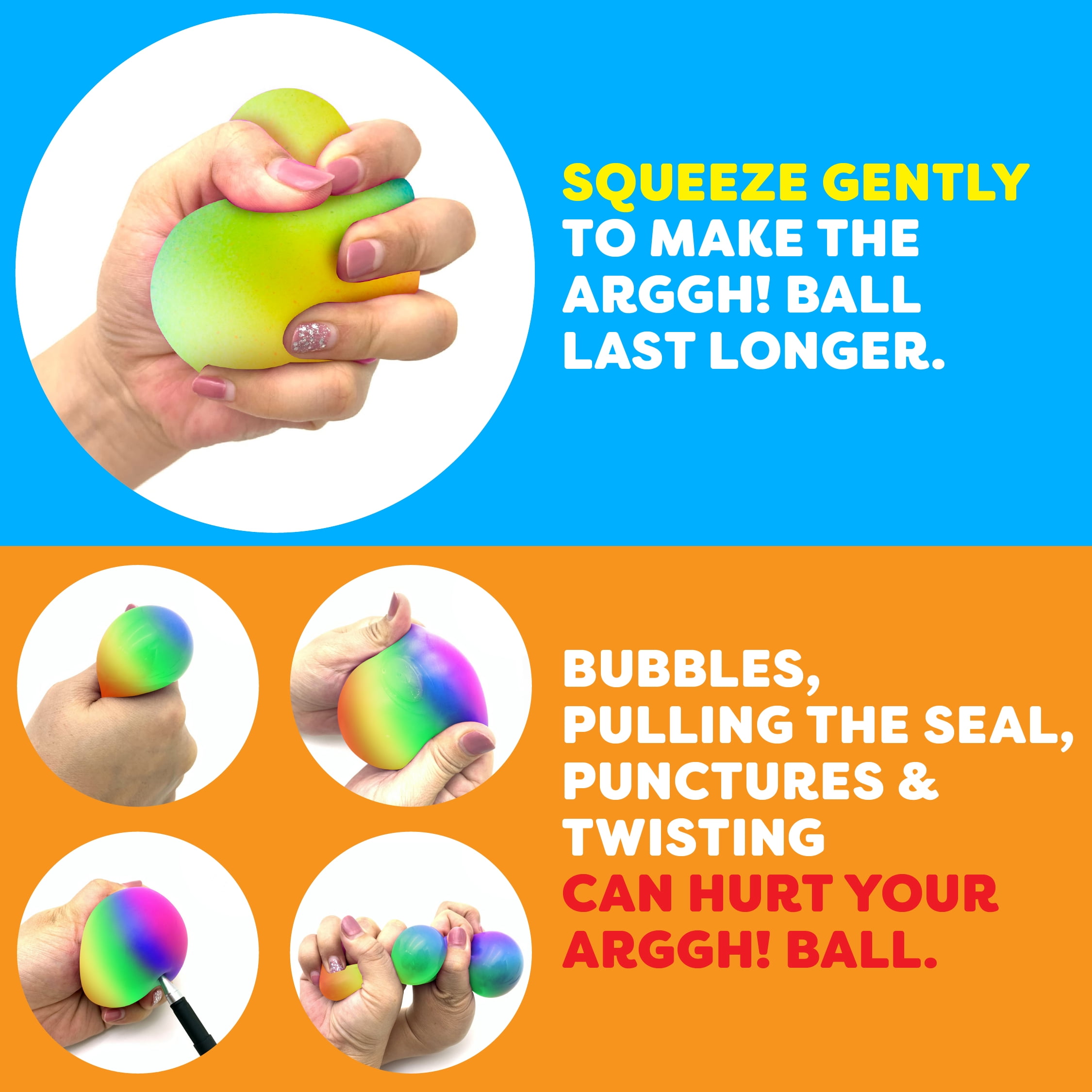 Power Your Fun Fidget Toy Rainbow squishy Stress Ball 