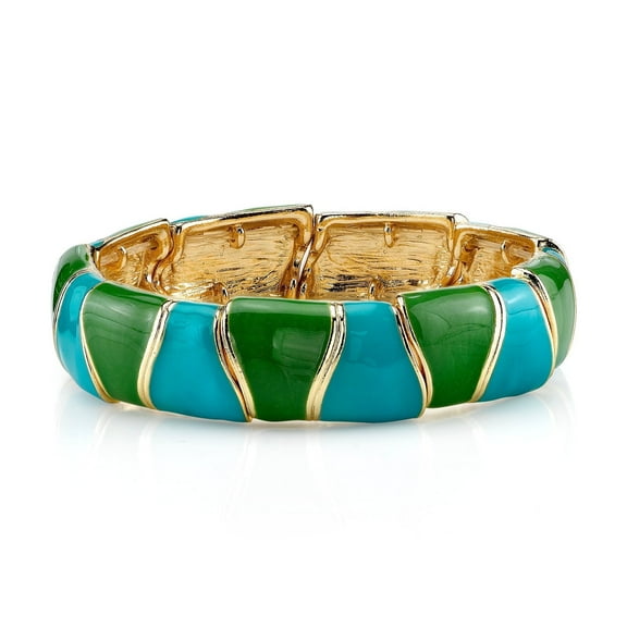 2028 Gold-Tone Turquoise And Green Enamel Stretch Bracelet