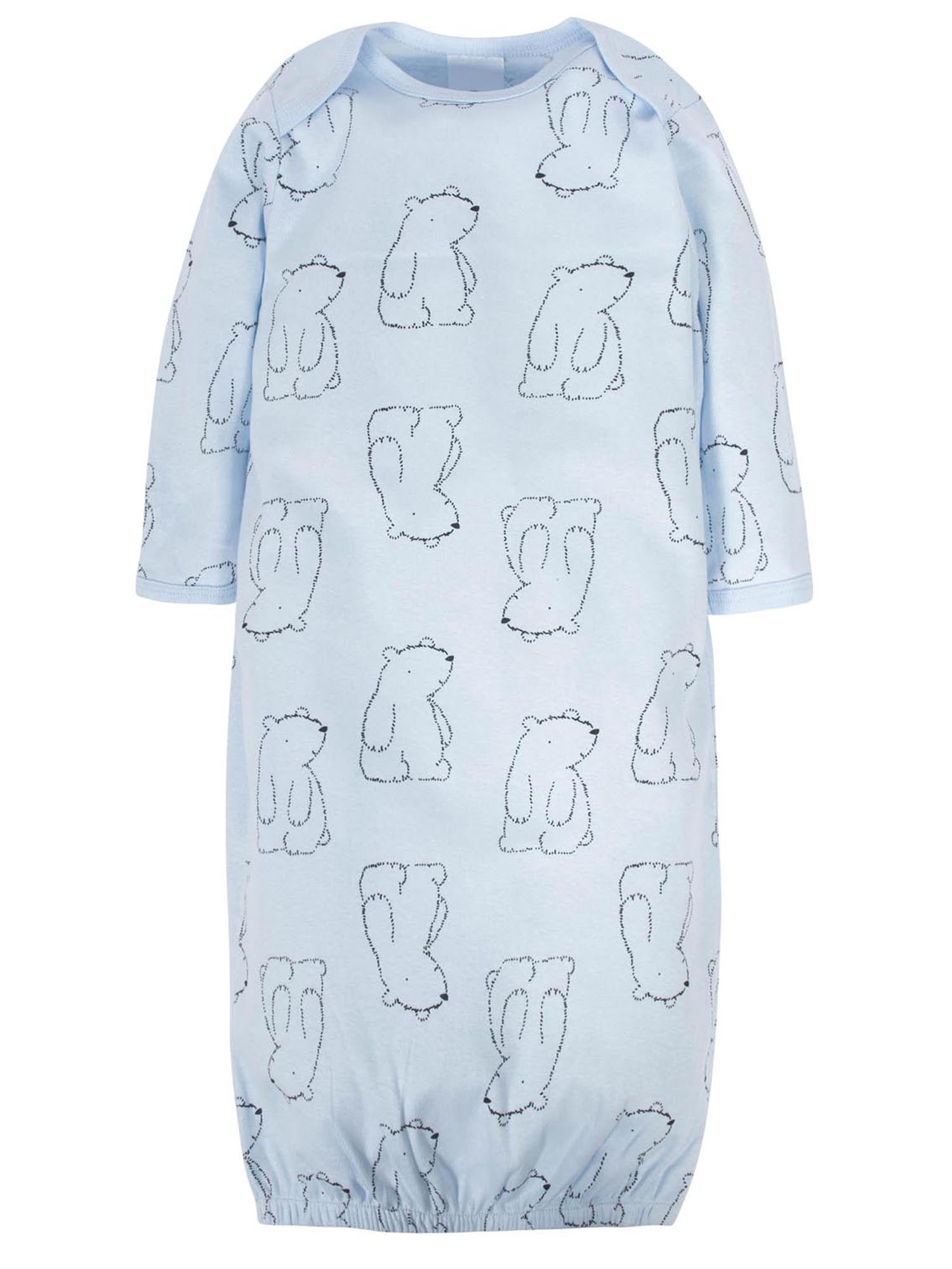 Gerber Baby Boy Long Sleeve Gowns with Mitten Cuffs, 4-Pack