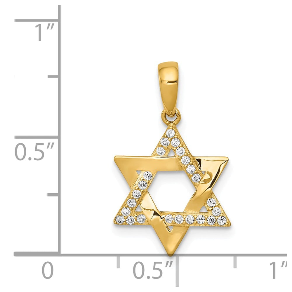 14k Yellow Gold High Polished Jewish Star of David Charm Pendant 2grams 