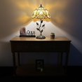 thumbnail image 2 of Tiffany Table Lamp Gold Stained Glass Baroque Style Lavender Iron Metal Leaves Bronze Base Included LED Bulb for Living Room Dining Room Bedroom Bedside 12"W*12"D*22"H, 2 of 5