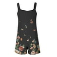 thumbnail image 4 of IROINNID One Piece Jumpsuit for Women Shorts Summer Solid Romper Sleeveless Loose Fit Breathable Strap Printing Jumpsuit,Black, 4 of 5