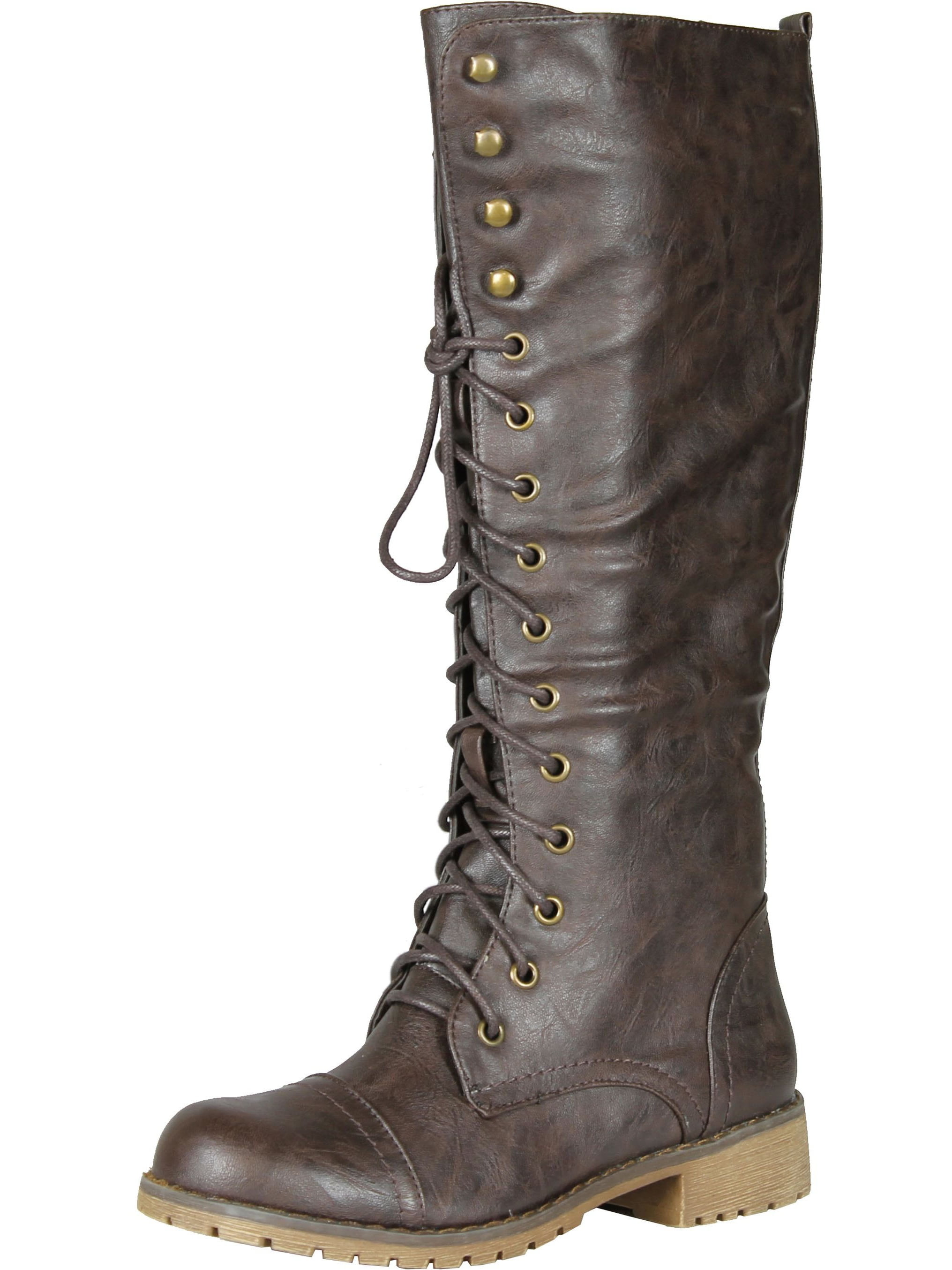 Nature Breeze - Nature Breeze Women LUG-11 HI boots, Brown PU, 6.5 ...