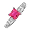 thumbnail image 2 of 1.25 Carat Emerald Cut Red Ruby And Diamond Moissanite Wedding Ring Set In 10K White Gold, Promise Ring, Anniversary Ring, 2 of 3