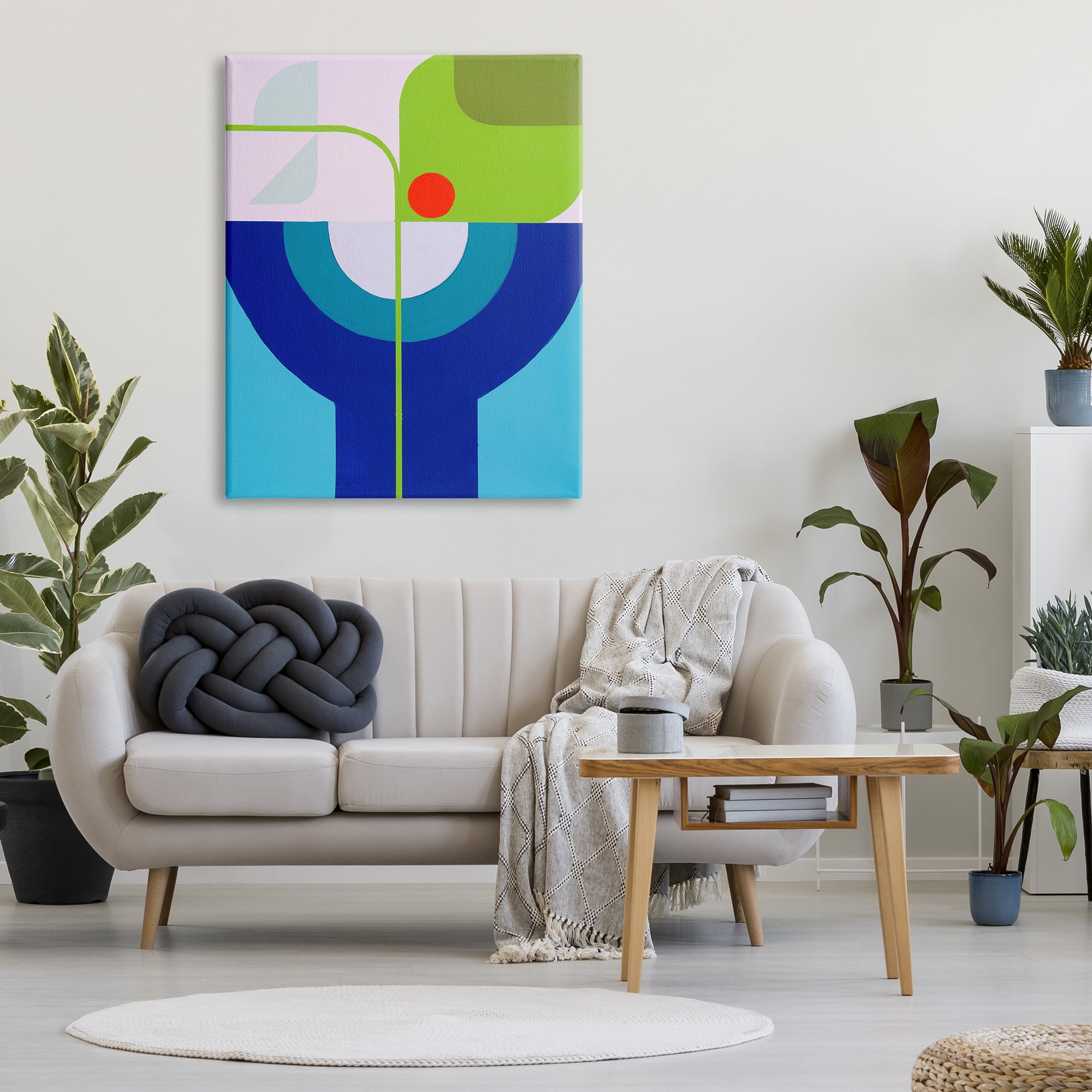 Stupell Industries Green & Blue Geometric Abstract Painting Gallery Wrapped Canvas Art Print Wall Art, 36 x 48