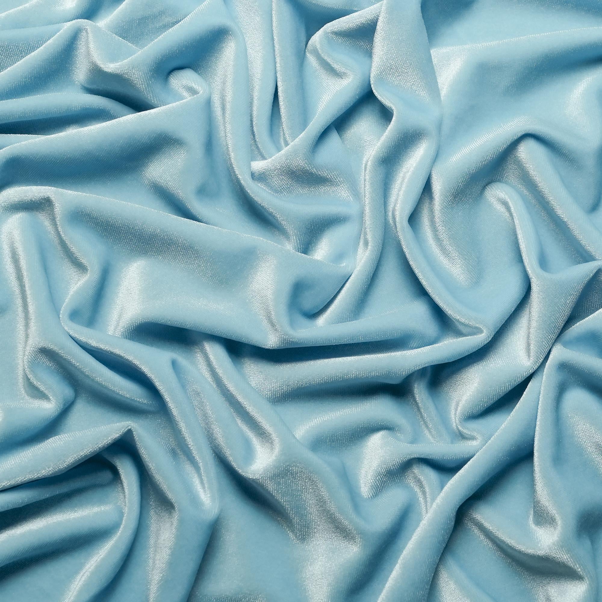 Ice Fabric Stretch Velvet Fabric by the Yard - 60" Wide Soft Stretchy Fabric for Sewing Clothes, Apparel, Costume, Crafts - 90% Polyester 10% Spandex - Baby Blue - 6 Yards
