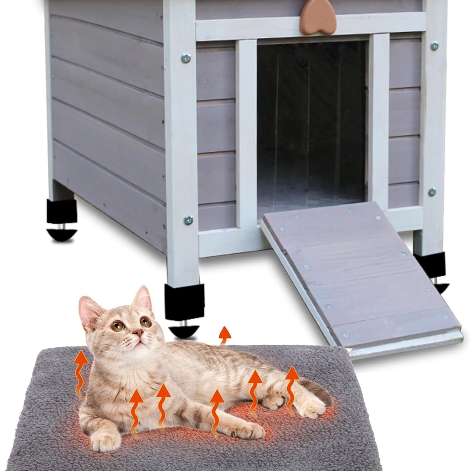 Outdoor Cat House,Outdoor cat Houses for Feral Cats Weatherproof Rabbit Hutch Small, Wooden Small Pet House and Habitats