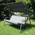 thumbnail image 6 of Made in Italy SUNJOY Luxury Grey 4-Seater Steel Patio Swing and Bed with Elastic Metal Mesh Seat, 6 of 14
