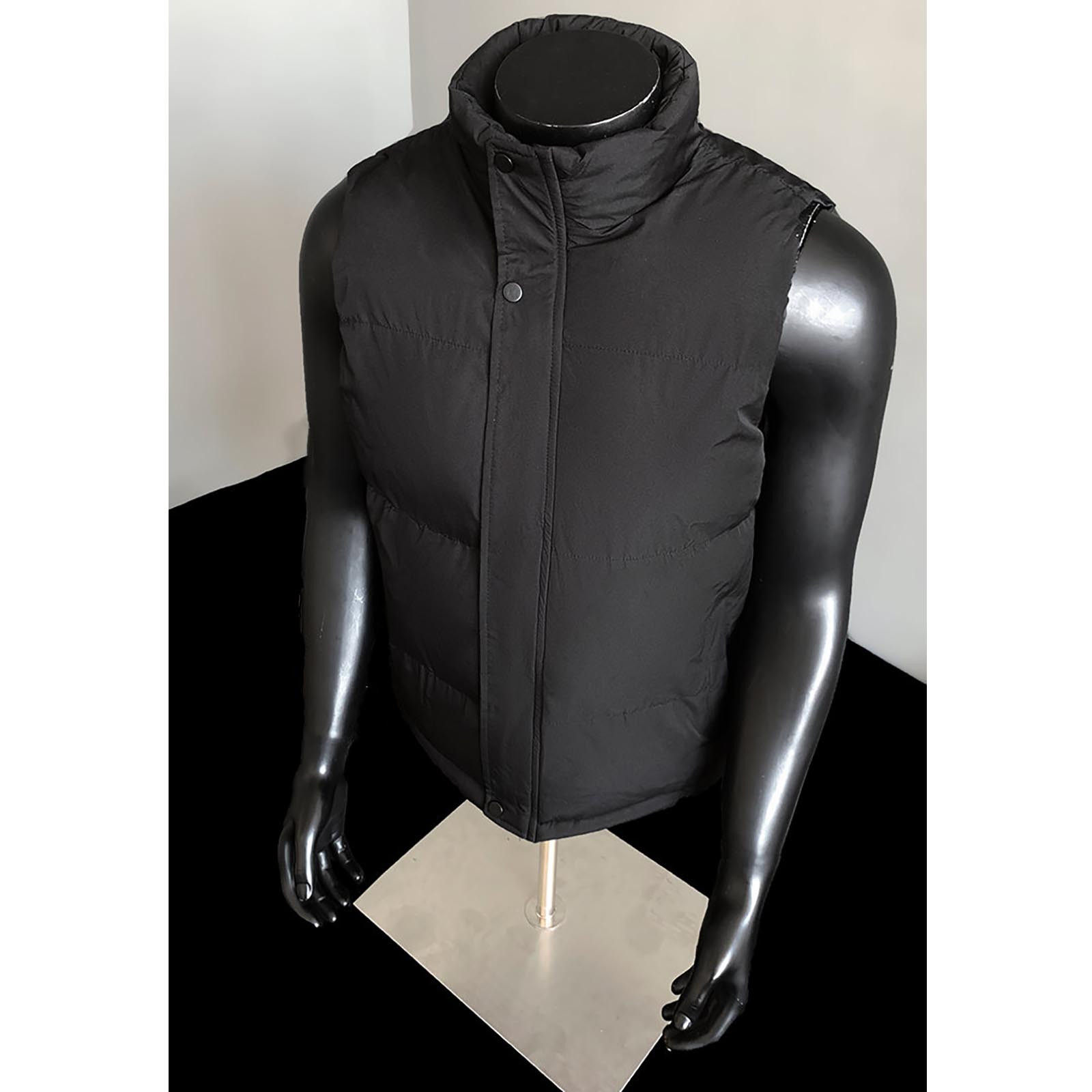 Zedker Men’s Down Puffer Vest with Zipper Pockets Lightweight Packable Full Zip Up Running Warm Sleeveless Jacket with Pockets Black XXXXXL
