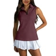 thumbnail image 3 of Hearthz Women's Sleeveless Golf Polo Shirts Quarter Zip Collared Womens T Shirts Quick Dry Workout Tennis Polo Shirt for Women, 3 of 8