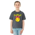 thumbnail image 2 of Wild Bobby, Cute Ribbon Bow Softball Gift Sports Girls Graphic Youth T-Shirt, Charcoal, Large, 2 of 3