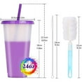 thumbnail image 4 of Color Changing Cups Tumblers with Lids & Straws for Kids - 7 Reusable Plastic Bulk Tumblers with Lids and Straws  24oz Cold Cup Tumbler Set for Kids,Christmas Cups, 4 of 6