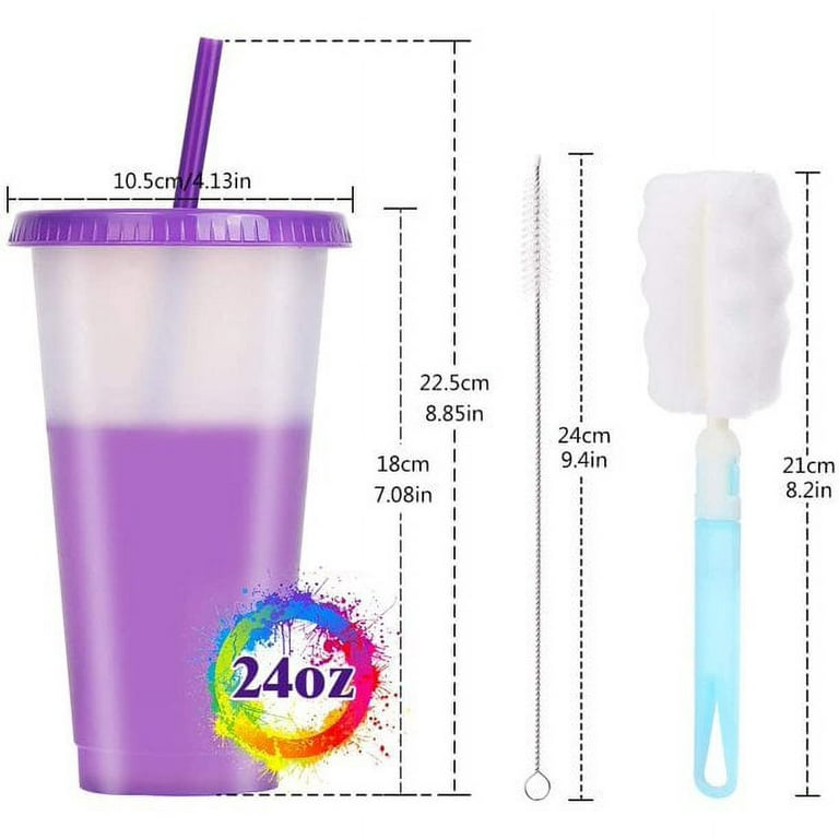 Color Changing Cups Tumblers with Lids Straws - 7 Reusable Bulk