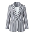 thumbnail image 6 of Ynynloco Women's Blazer Business Casual Striped Open Front Dressy 3/4 Ruched Sleeve Work Office Suit Jackets Blazer, 6 of 6