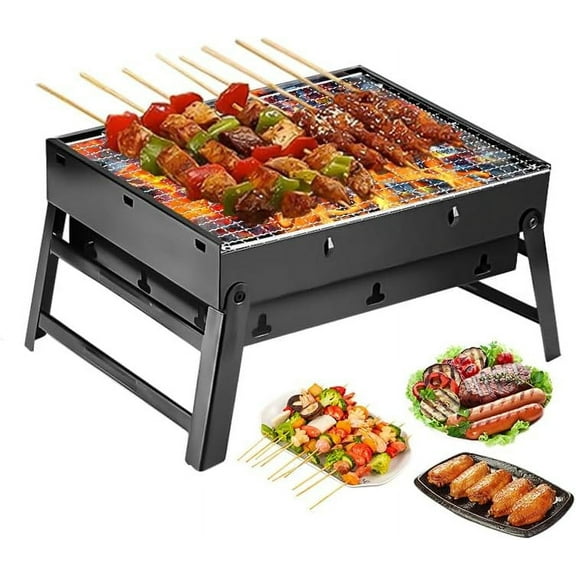 Portable Charcoal Grill,17" Folding Portable BBQ Charcoal Grill Compact Tabletop Mini Smoker Small BBQ Grill Outdoor for Travel Backyard Picnic Beach
