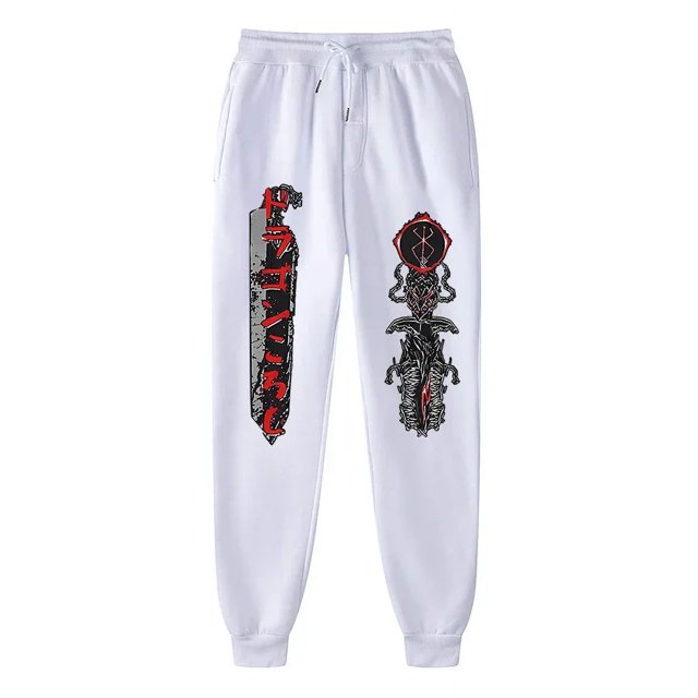 Pantalones de chándal con estampado de Anime Berserk para hombres, pantalones de Joggers atléticos, pantalones de forro polar casuales con bolsillos, disfraz de Cosplay, primavera y otoño