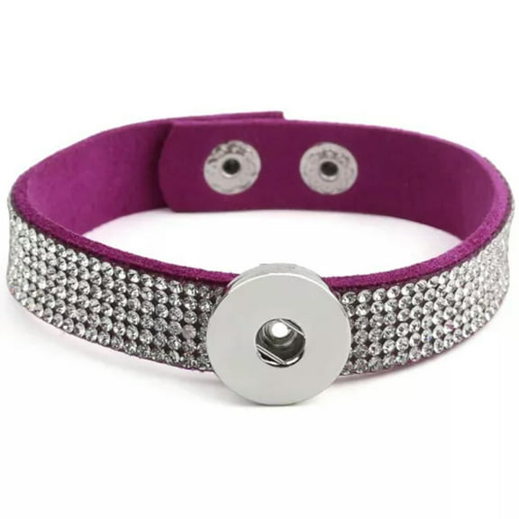 HOOUN Charm Velvet Rhinestone Drill Chunk Snap Bracelet Fit 18mm Snap Button Jewelry-005