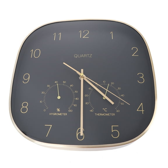 WSTEER Hygrometer Wall Clock Temperature Meter Wall Clock Simple Wall Clock Decor Living Room Wall Clock (Shipment without Battery)